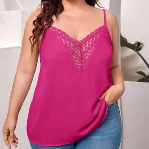 PINK CAMI WITH EMBROIDERED FLOWERS